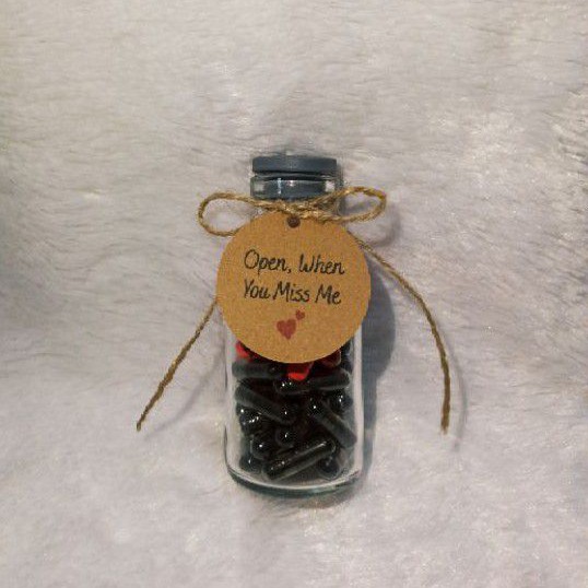 Wish in bottle Botol kaca 100ml Surat dalam kapsul 60 wish kado unik Hang Tag Happy Birthday Love-6