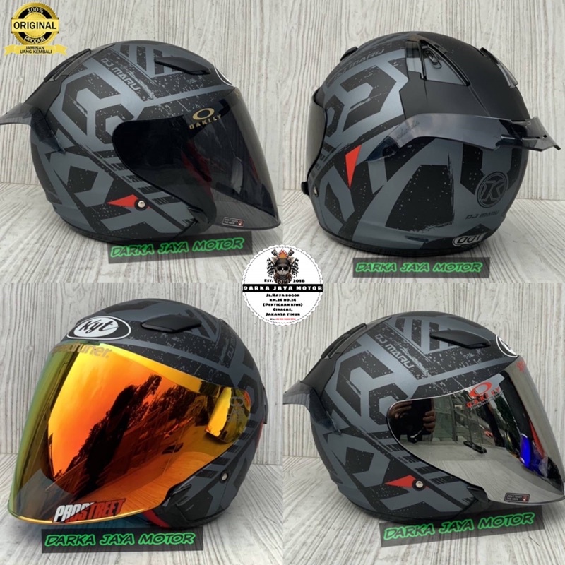 HELM KYT DJ MARU #16 MATT ALL GREY DOFF PAKET GANTENG - HELMHALF FACE KYT ORIGINAL TERMURAH