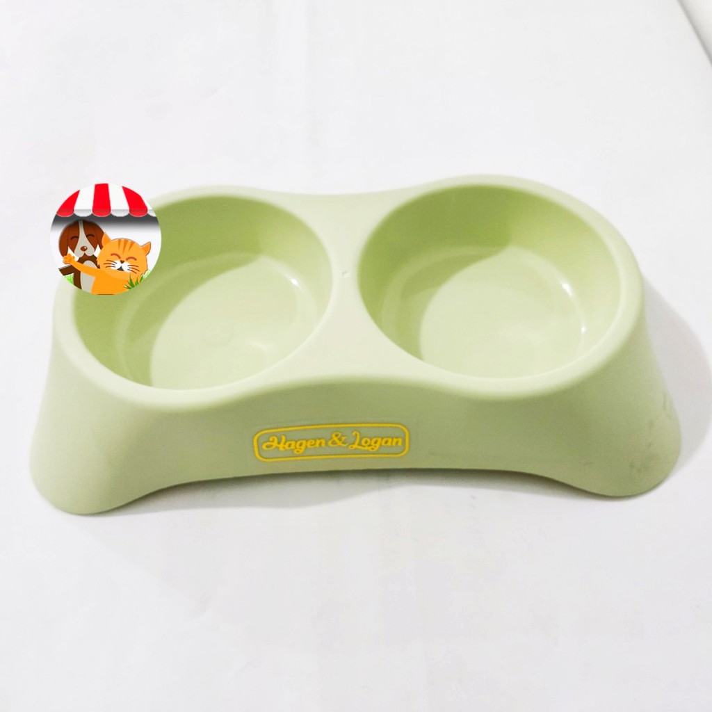 Double Bowl. Pet dog cat Feeder. Tempat makan minum anjing kucing