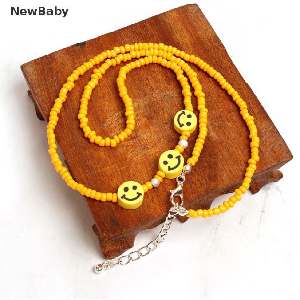 Kalung Choker Gaya Bohemia Aksen Manikmanikwajah Tersenyum Warnawarni Untuk Hadiah Bayi Perempuan