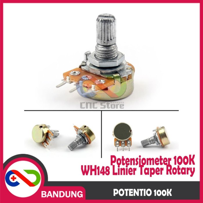 POTENSIO POTENSIOMETER 100K 100KOHM WH148 LINIER TAPER ROTARY