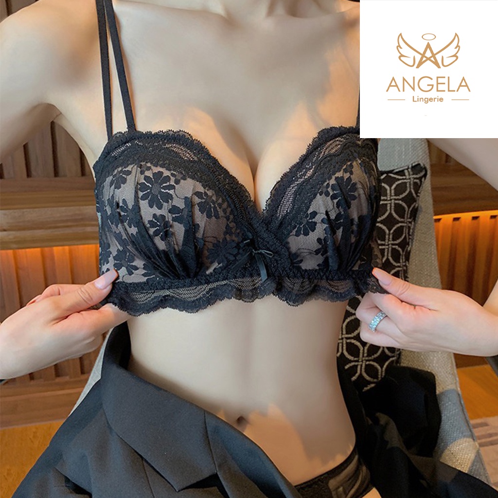 ANGELA PREMIUM JAPAN Bra BH Push Up Set Tanpa Kawat Celana Dalam Wanita Bikini Sport Beha Lingerie Korea Fashion Remaja Perempuan Sexy Pakaian Dalam COD Renang Motif Cewek Pita Bunga Sharon Murah Jumbo