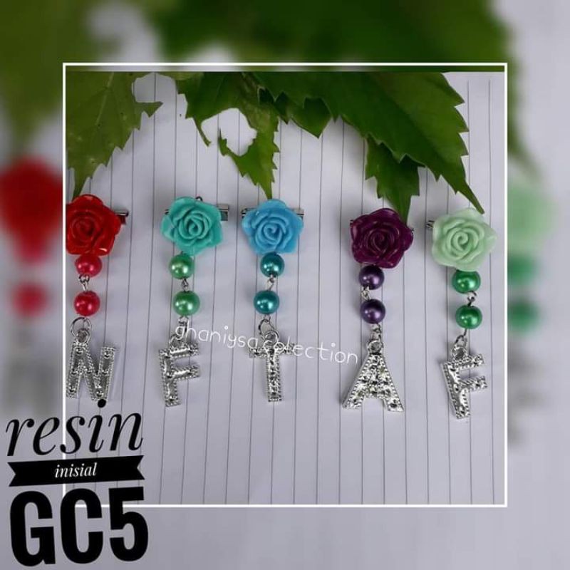 Bros dagu inisial murah bros dagu inisial simpel bros dagu inisial kepala resin