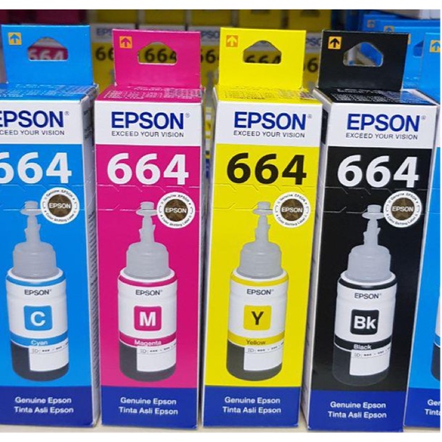 TINTA BOTOL EPSON T664 ASLI T6641 T6642 T6643 T6644 T664 untuk printer seri L