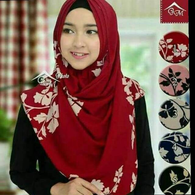 Bestseller Pasmina instan lipit motif bunga