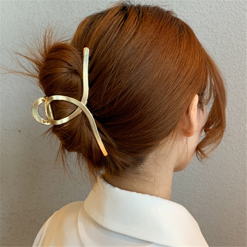 Korean Elegant Ins Style Simple Metal Gold Color Alloy Women Hair Clip Headwear