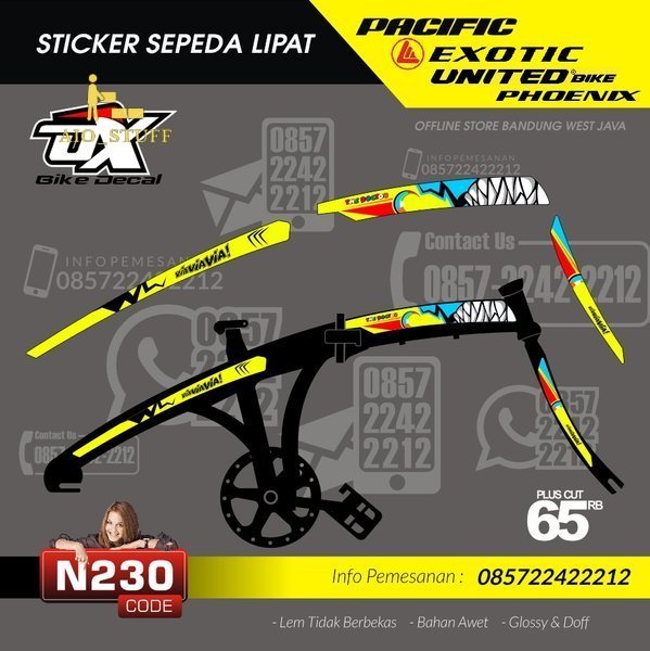 Stiker Sepeda Lipat PACIFIC EXOTIC UNITED ODESSY PHOENIX Sticker Custom