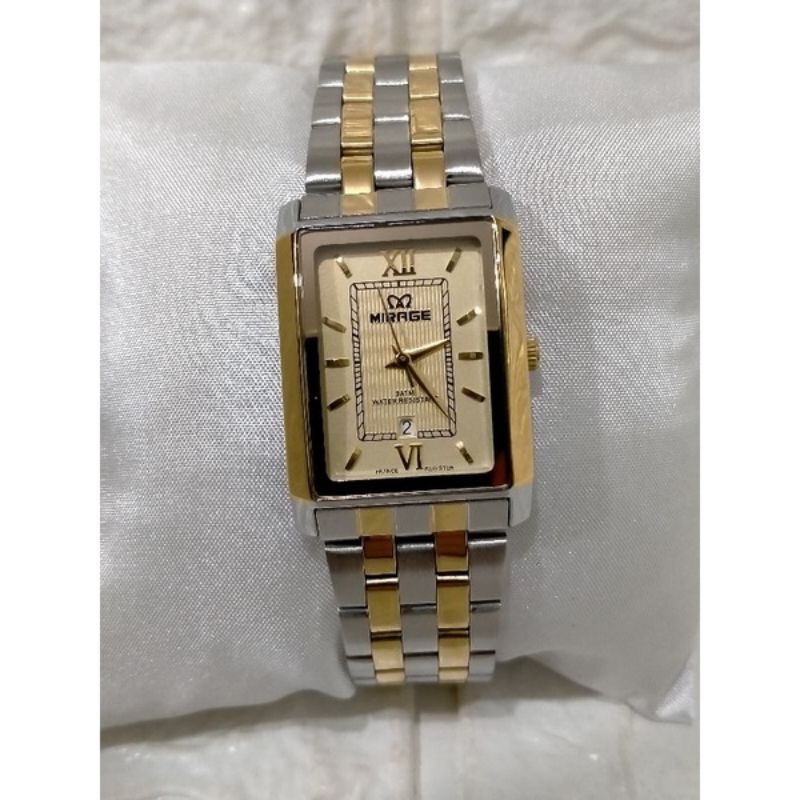 jam tangan Mirage Rante segi kombinasi wanita 8577 ori