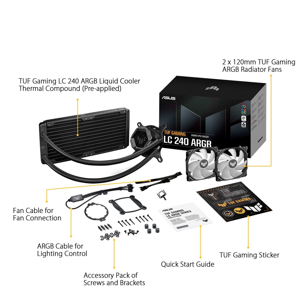 Asus TUF Gaming LC 240 ARGB - CPU Cooler Liquid Cooling LC240 RGB