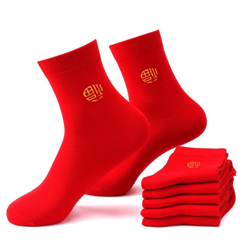 KK-20 kaos kaki pria wanita chinese couple wedding sangjit merah imlek socks