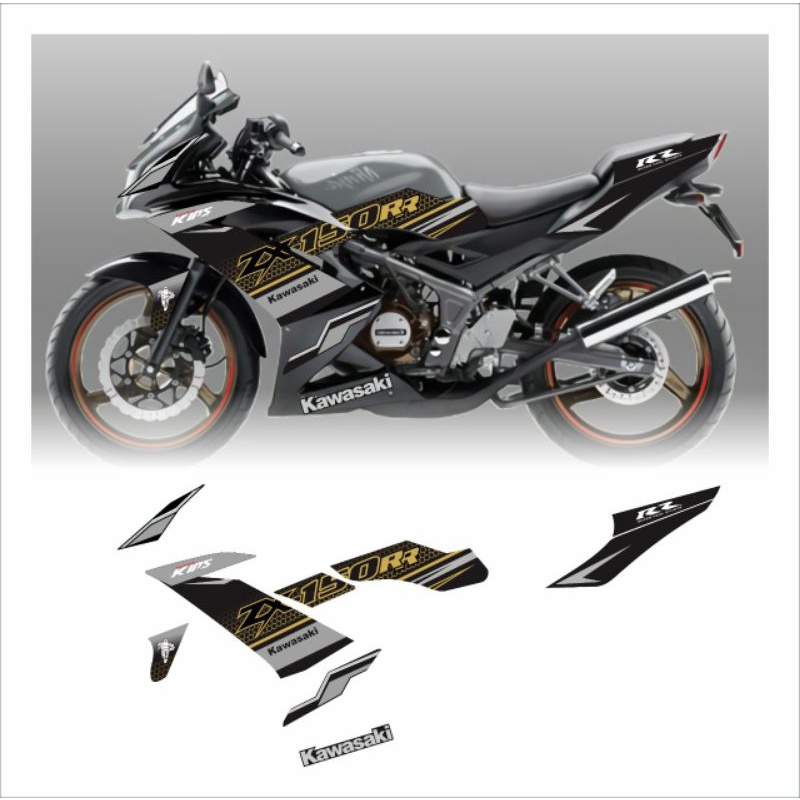 Striping Ninja RR SE / Stiker variasi ZX 250 R Abu hitam