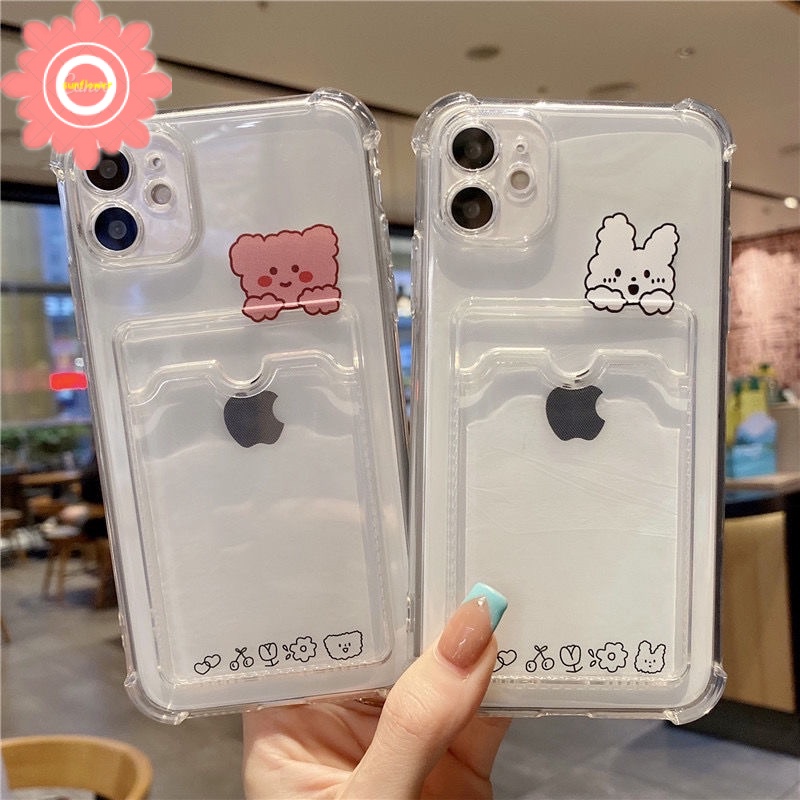 Casing Slot Dompet Untuk Realme C35 C30 C31 C20 C20A C25 C25s C11 2021 C15 C12 C11 2020 C21Y C25Y 5 5i 5s C3 6i Anti Jatuh Card Holder Beruang Lucu Bunny Card Bag Holder Lembut Tpu Cover