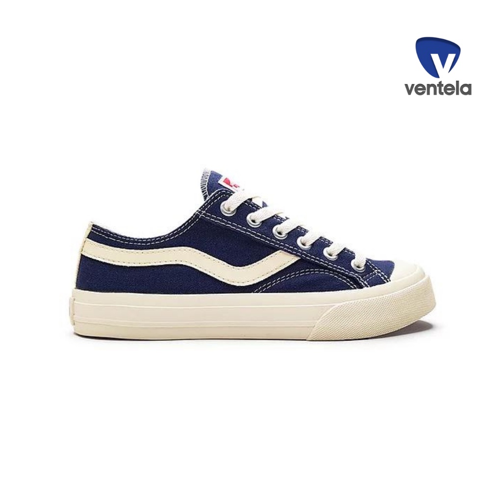 Sepatu Sneakers Pria Original Ventela Public Low Navy Bahan Kanvas Vantela Ventella Ori 100%