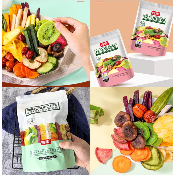 

Mix 20 / Mix 12 Kinds of dried fruit and vegetable crisps / keripik sayur dan buah 250 gr