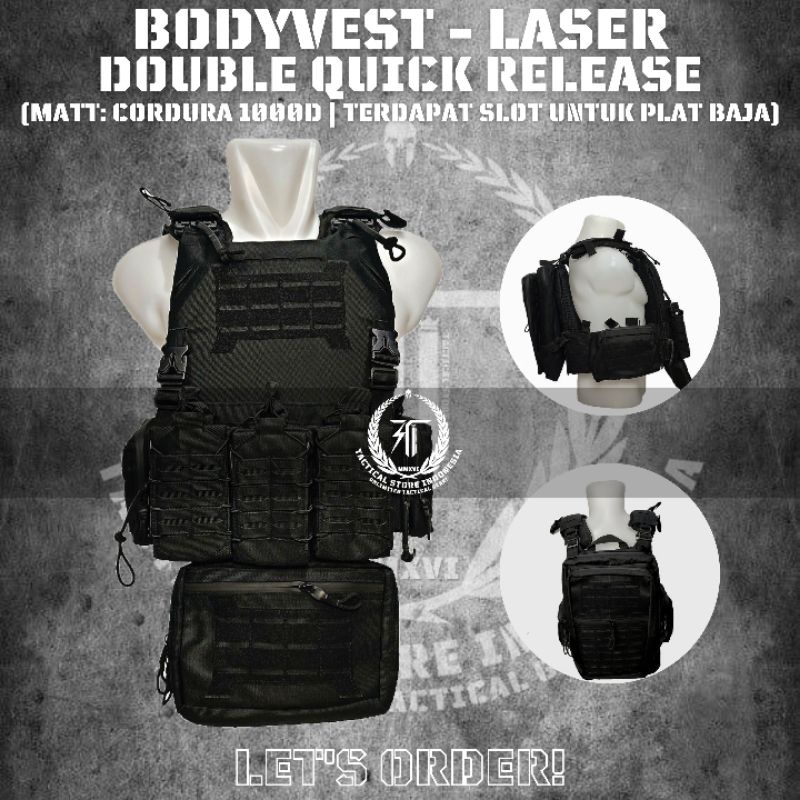 Body Vest Laser Cut Modular Pouch - Full Black