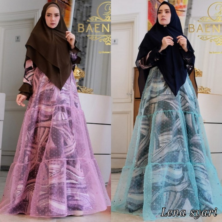 LENA BY BAENETTA (Gamis syari, gamis mutiara, gamis set, dress pesta, gamis simple, gamis mewah eleg