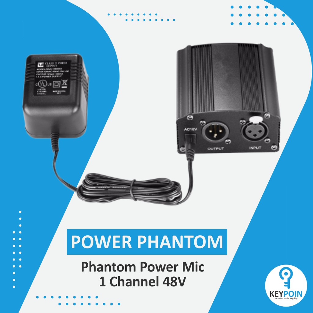 Power Phantom / Phantom Power Microphone 1 Channel 48V Supply for Condenser Microphone