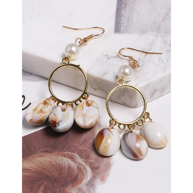 LRC Anting Gantung Fashion Gold Shell Conch Earrings F56463