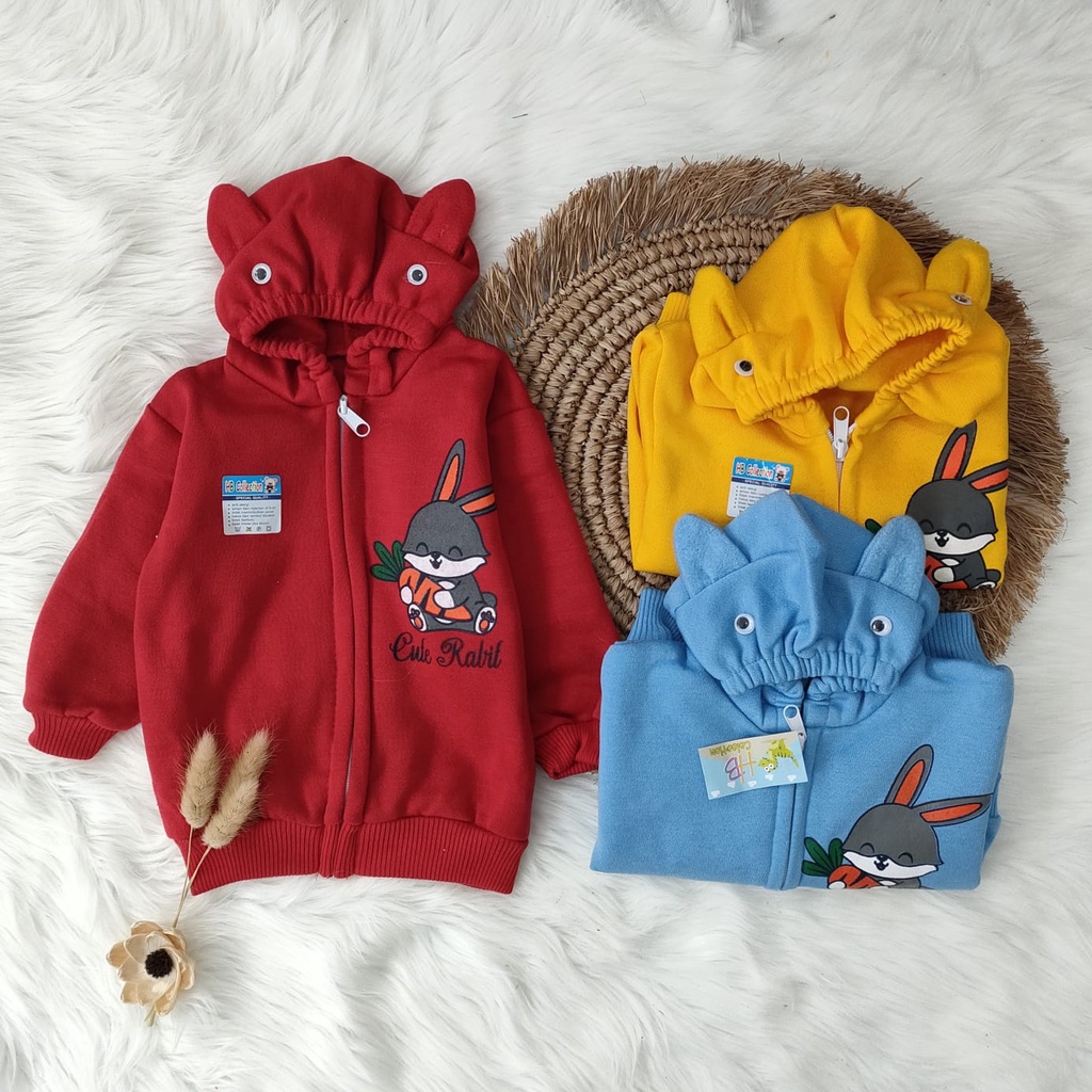 Jaket bayi cute rabbit 3-12 bulan / jaket bayi murah / jaket bayi tebal / jaket bayi lucu / baju hangat bayi / outer bayi/ atasan bayi