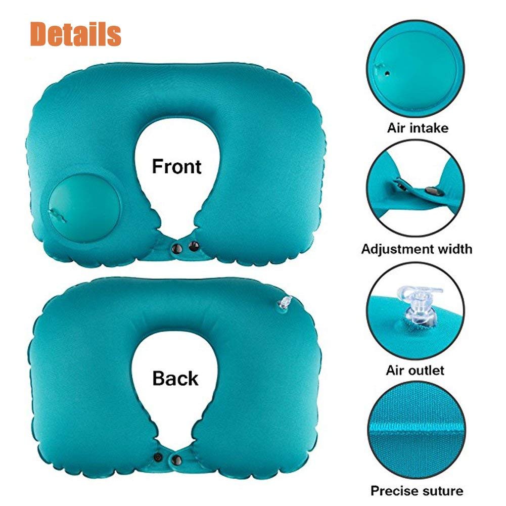 TaffSPORT Bantal Leher Travel Inflatable Neck Pillow - RH34 - Blue