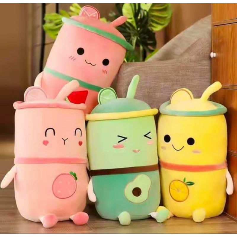 BALMUT Bantal Selimut Boneka BOBA MINUMAN Strawberry, Alpukat, Jeruk, Semangka
