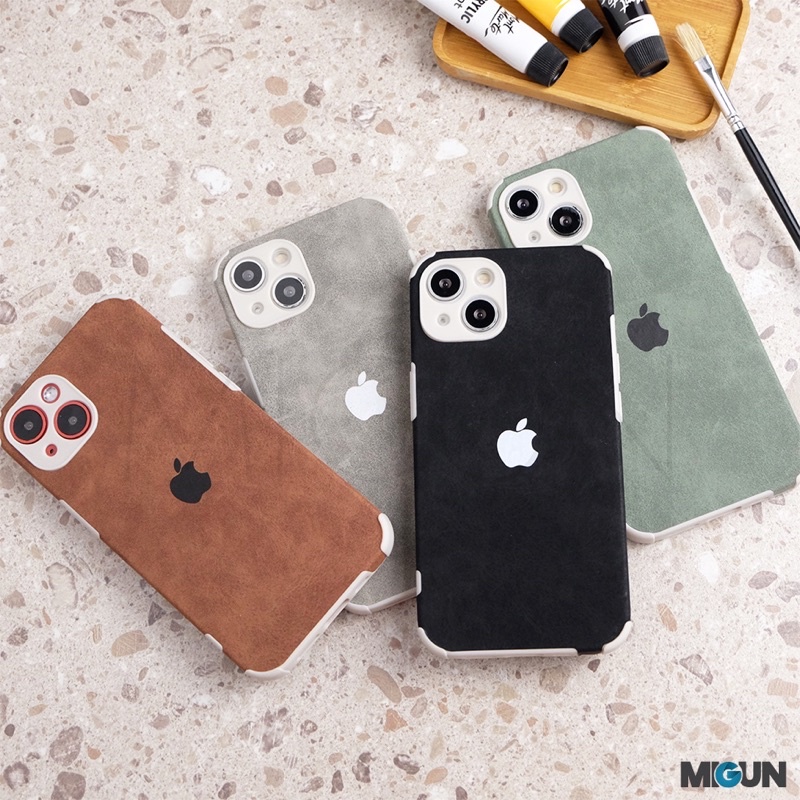 Calfskin Case - Softcase Anticrack Fullcove for iPhone 13 13Pro 13Promax 13Mini 14 14PLUS 14PRO 14PROMAX