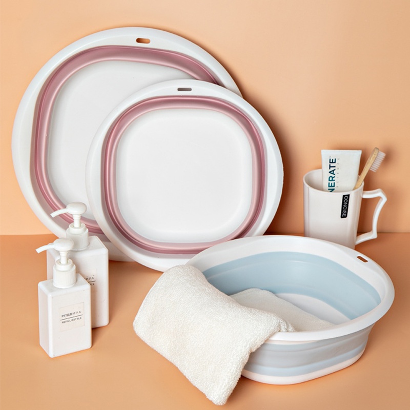 Rumah Tangga Baskom Plastik  Lipat Serbaguna Portable Silikon Baskom