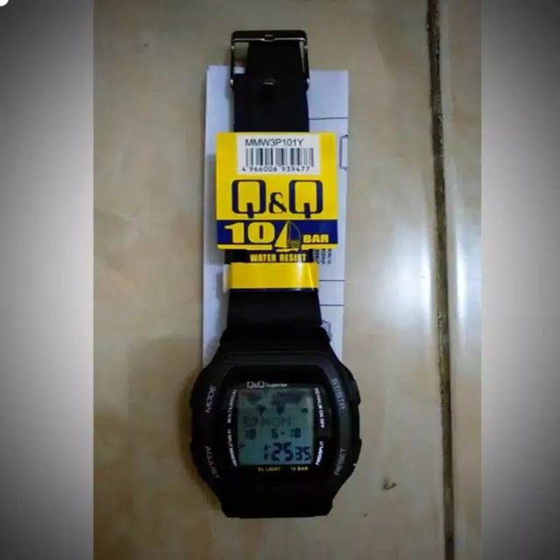 Jam Tangan Pria Digital Q&amp;Q QnQ QQ Data Bank MMW3 MMW3P MMW3P101Y Original Water Resistant 10 BAR