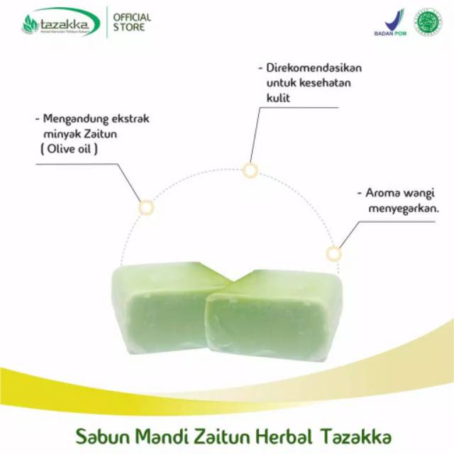 Sabun Mandi Herbal Zaitun Pelembab Kulit Halal BPOM 90gram - Sabun Zaitun