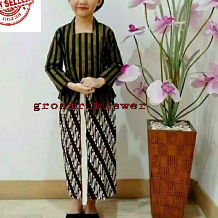 kebaya wanita  SATU SET KEBAYA LURIK ANAK UMUR 0-12 TAHUN// BAJU ADAT JAWA ANAK//PAKAIAN ADAT ANAK P