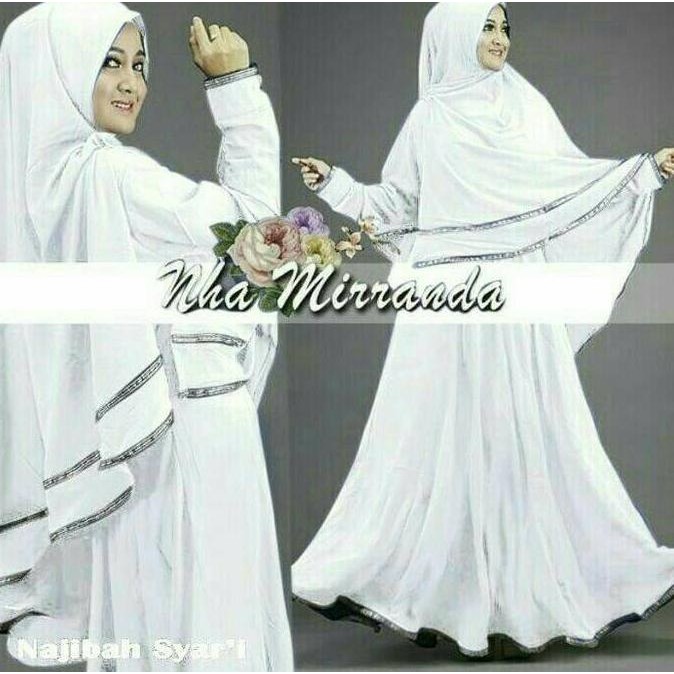 Gamis Najibah syar'i white baju muslim wanita warna putih gamis syari