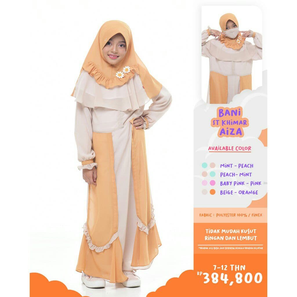 GAMIS DRESS DRESSLIM SETELAN St. KHIMAR PRINCESS AIZA ori | BANI BATUTA RABBANI setelan gamis anak t