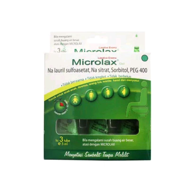 MICROLAX GEL ISI 3 TUBE 5ml mengatasi sembelit.