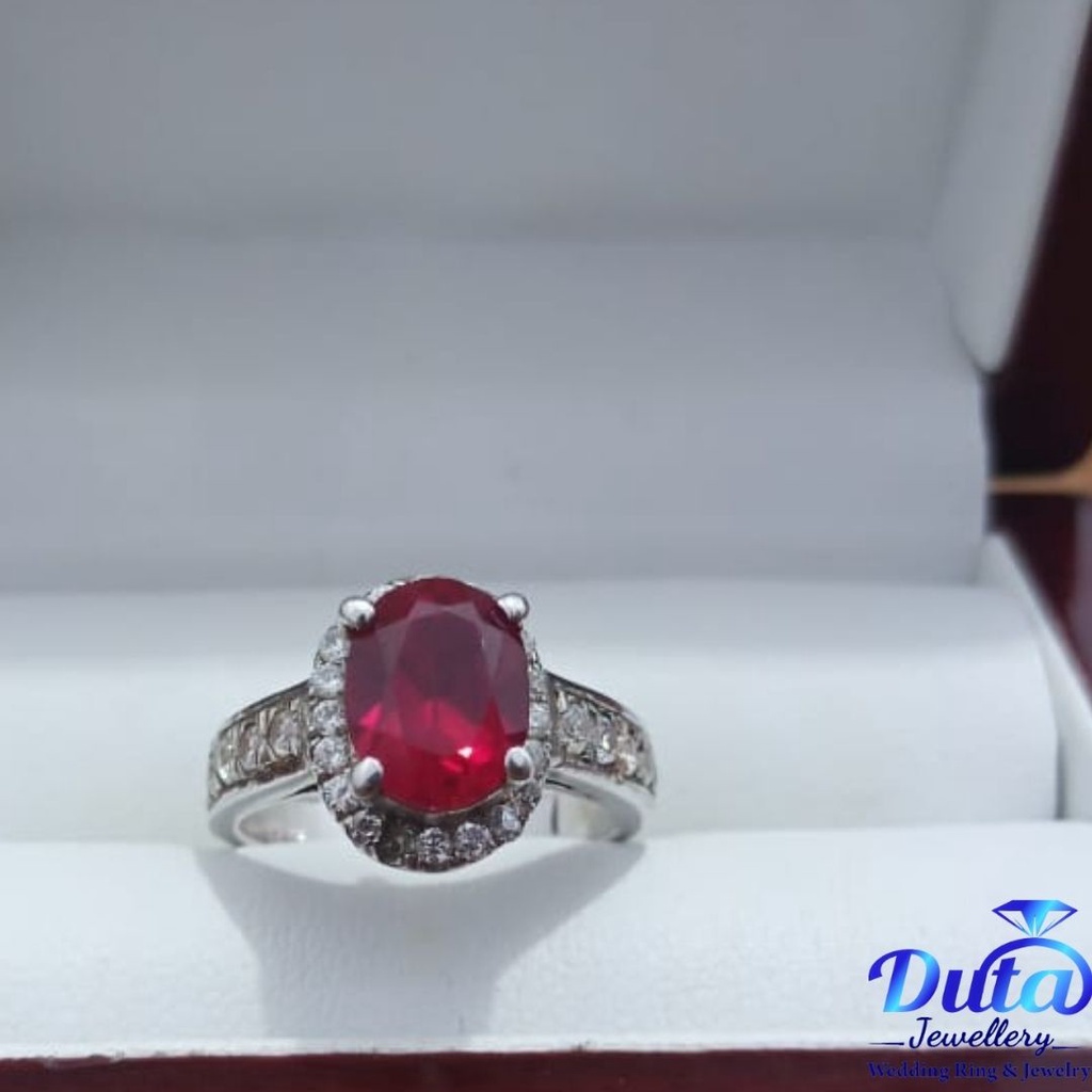 Cincin Batu Ruby Merah Cincin Perak Cincin Fashion Wanita Pure Silver