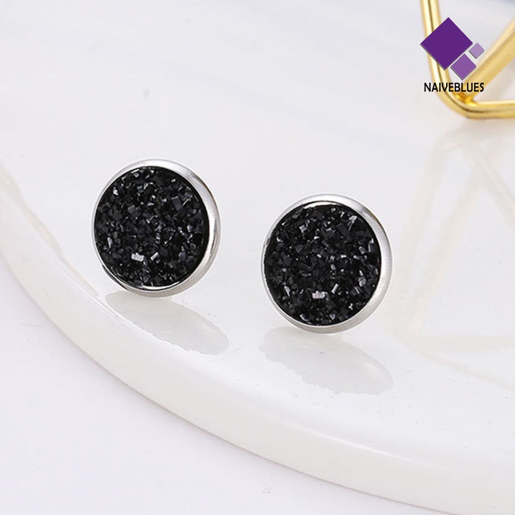 1 Pasang Anting Stud Berlian Imitasi Bentuk Bulat Warna-Warni Untuk Hadiah