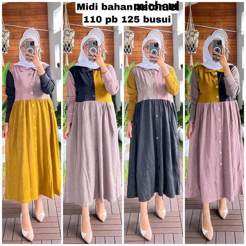 GAMIS MIDI DRESS BAHAN KAOS MICHAEL BUSUI