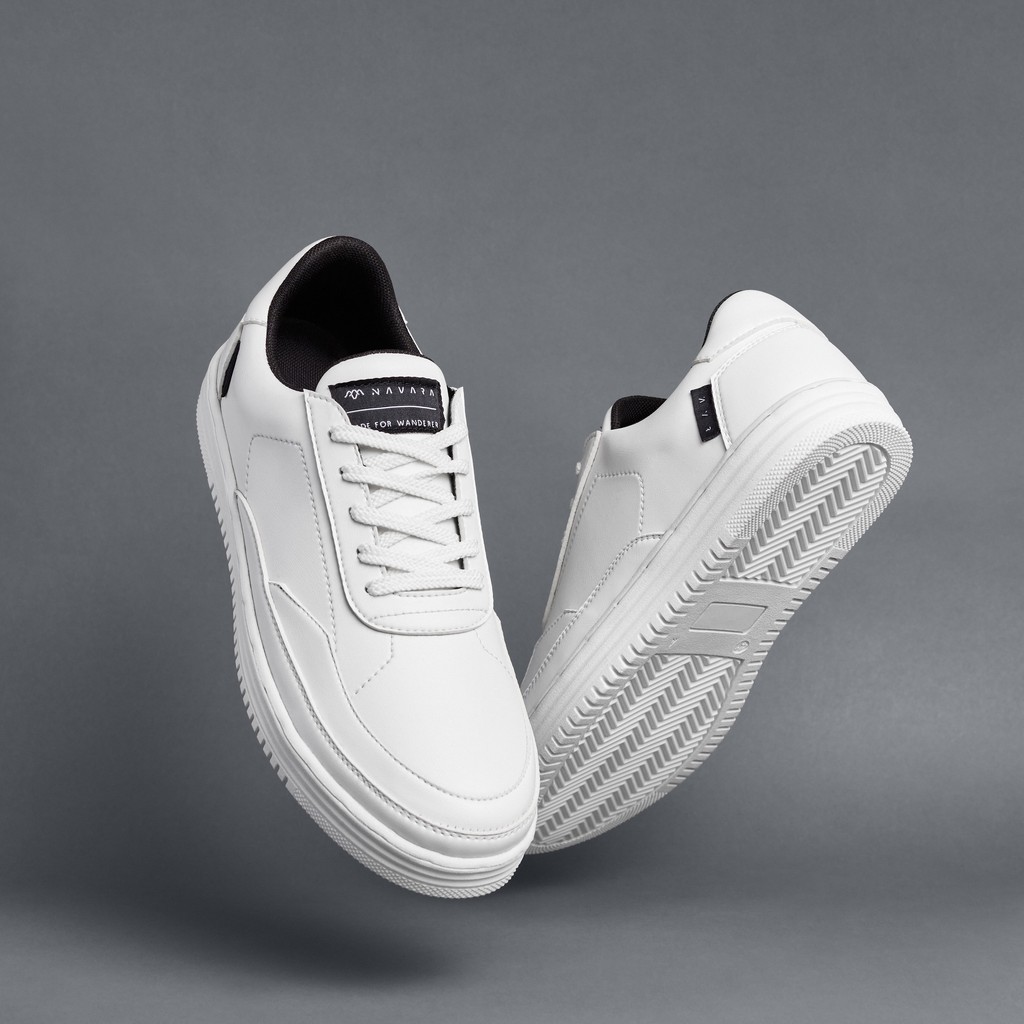 BSC 07 WHITE |SID X NAVARA| SEPATU PUTIH PRIA POLOS CASUAL SNEAKERS