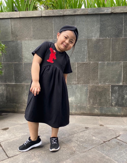 Dress Anak Perempuan Fashion Casual Dengan Bando Turban Bahan Mosscreepe