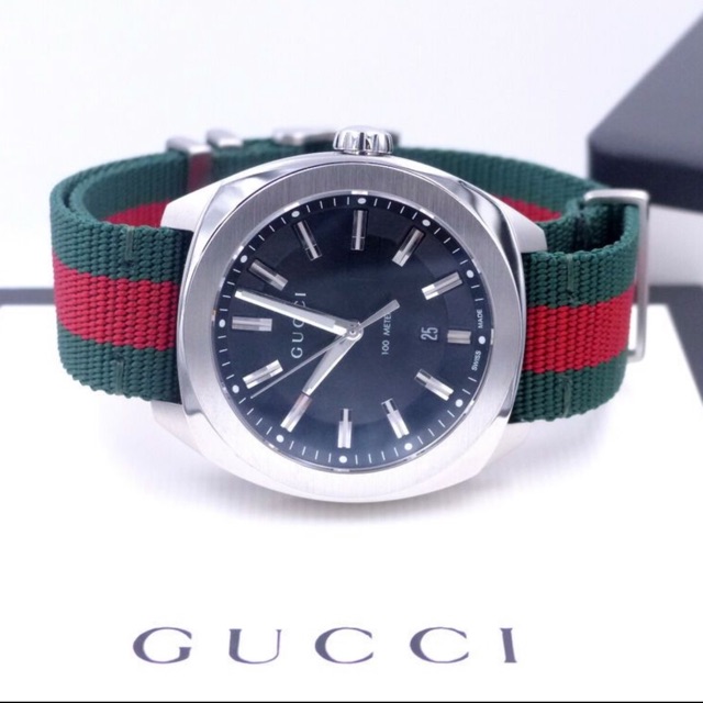 Jam gucci YA142305 black dial watch 
