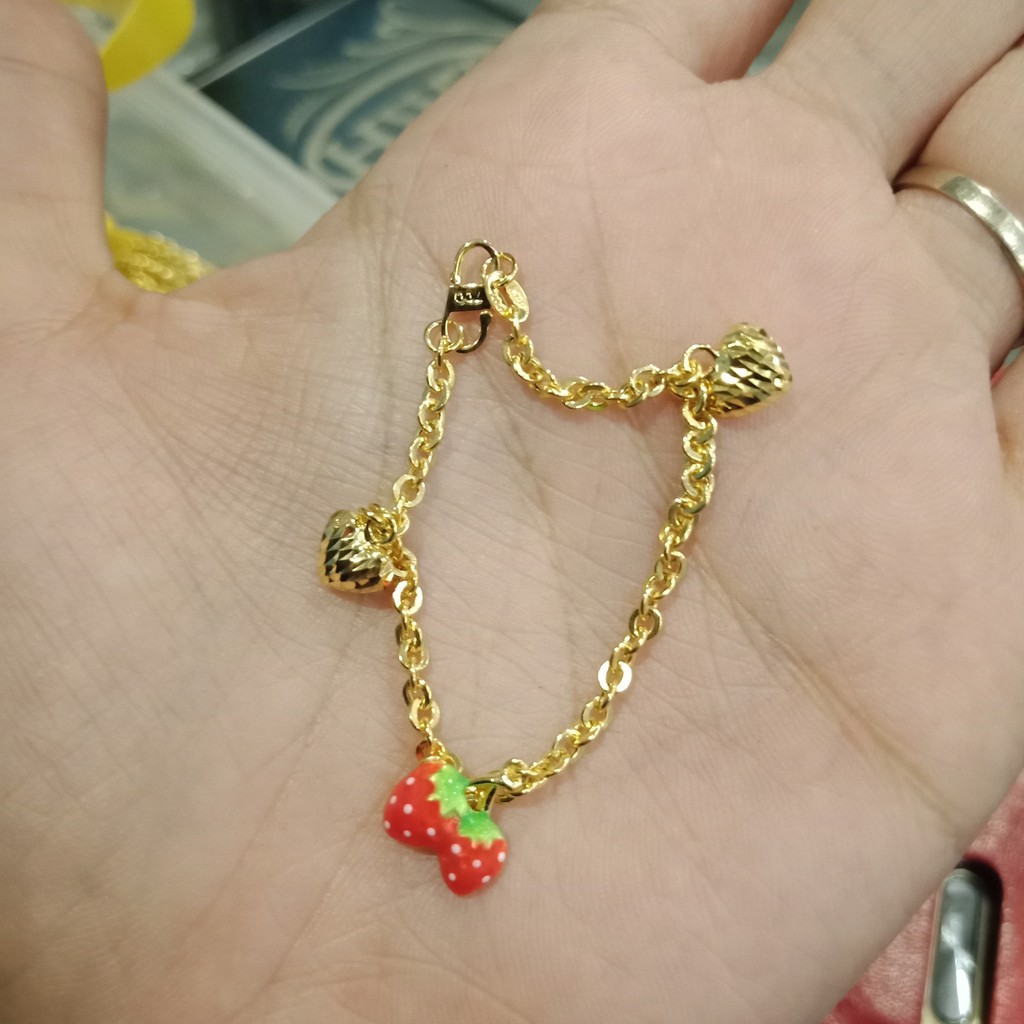 Gelang tangan anak tali anak dan dewasa emas asli kadar 700 70% 22 hello kitty burung strawberry ayam