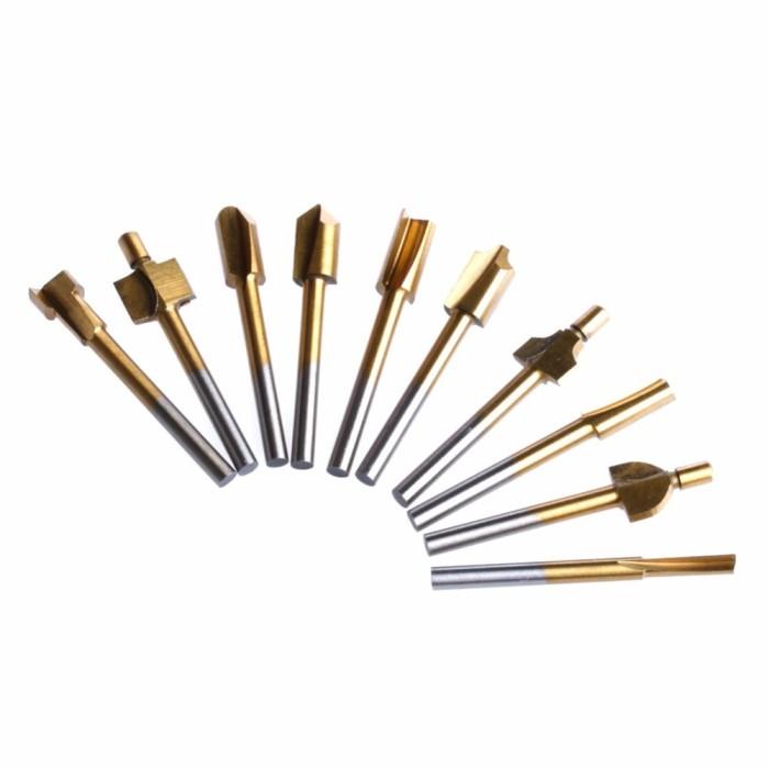 Mata Profil Set 10Pc Router Cove Flush Trim Straight Mini Grinder Rb13 Termurah