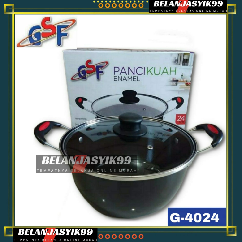 Baru PANCI KUAH GSF 4024 24CM / PANCI ENAMEL TUTUP KACA / PANCI KUAH ENAMEL 24CM GSF G-4024 / GSF