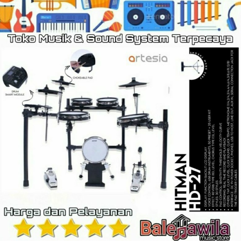 Drum Elektrik Artesia Pro Hitman HD27 HD 27 ORIGINAL + BANGKU