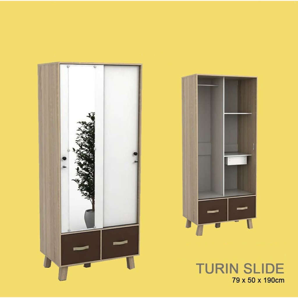 Furniture Dekorasi Kamar Lemari Kaca Pakaian Dewasa Pria Wanita Kayu Minimalis