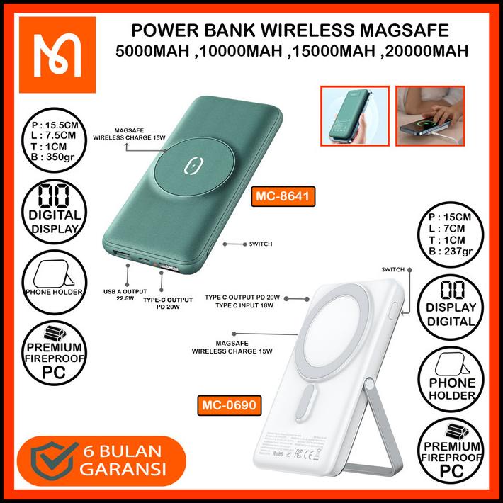 Powerbank For Ip Samsung Magsafe Wireless Fast Charging 10000-20000Mah