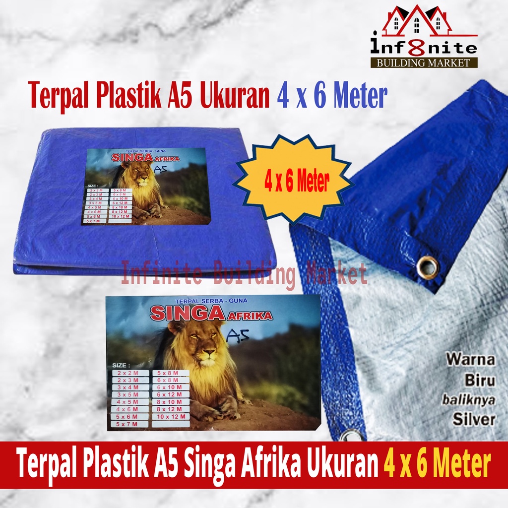 Terpal Plastik Tenda A5 4 x 6 Meter Tebal Murah Terpal Singa Afrika