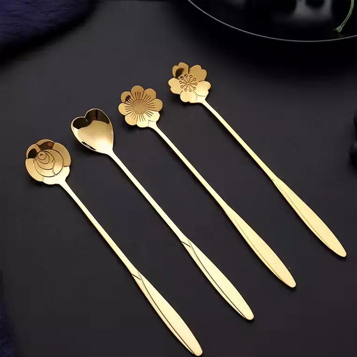 Sendok Teh Panjang Sendok Teh Stainless Sendok Teh Chinese Tea Kopi Gagang Panjang Gold Long Handled Spoon