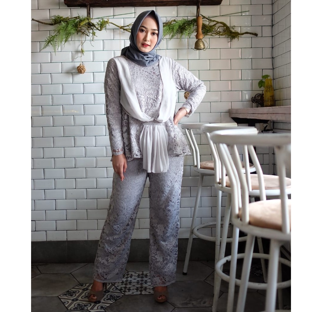 MIRANDA SET CELANA  BROKAT KEBAYA  CASUAL MODERN KEBAYA  