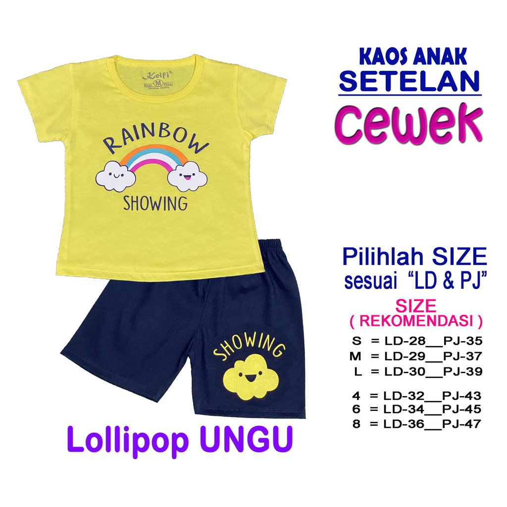 KELFI SETELAN KOMBINASI / SET BAJU ANAK CEWEK USIA 1- 8 TAHUN 
