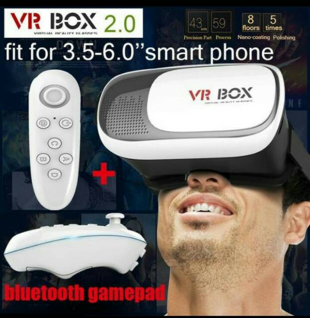 VR/Virtual reality box 2.0 kaca mata 3D + remote bluetooth